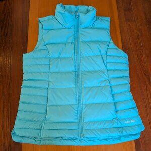 Lands' End Womens XS Petite 600 Down Quilted Full Zip Winter Puffer Vest Blue